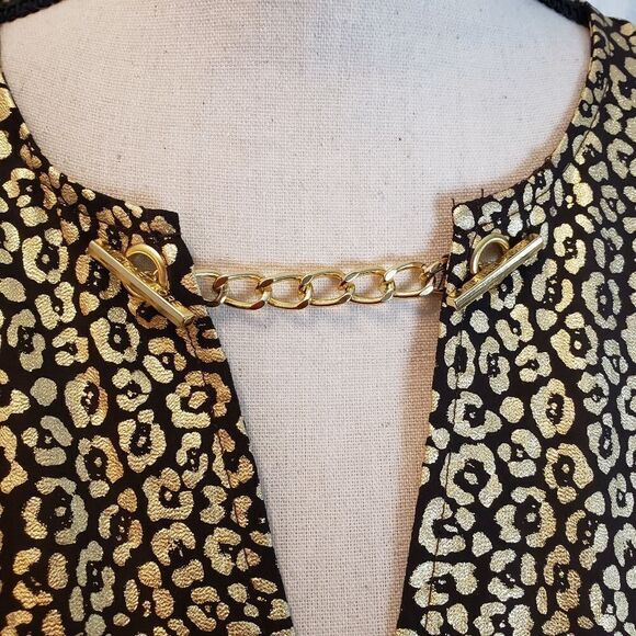 Michael Kors Metallic Leopard Top Sz M - Picture 2 of 11
